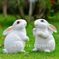 玻璃钢小白兔，玻璃钢仿真兔子雕塑