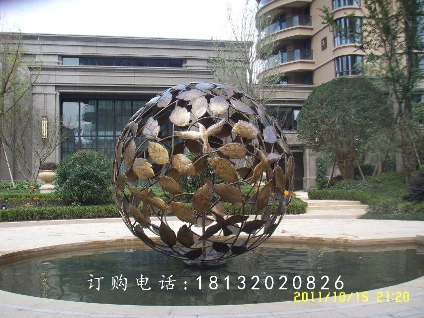 铜雕球，镂空球，小区景观雕塑