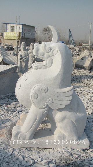 独角兽石雕,汉白玉神兽石雕
