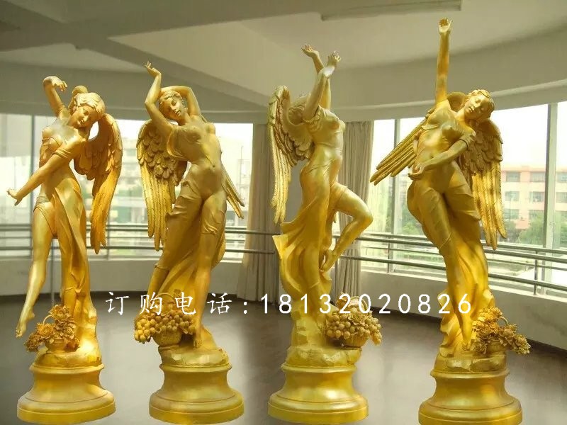 玻璃钢舞蹈四季神雕塑金色四季神雕塑