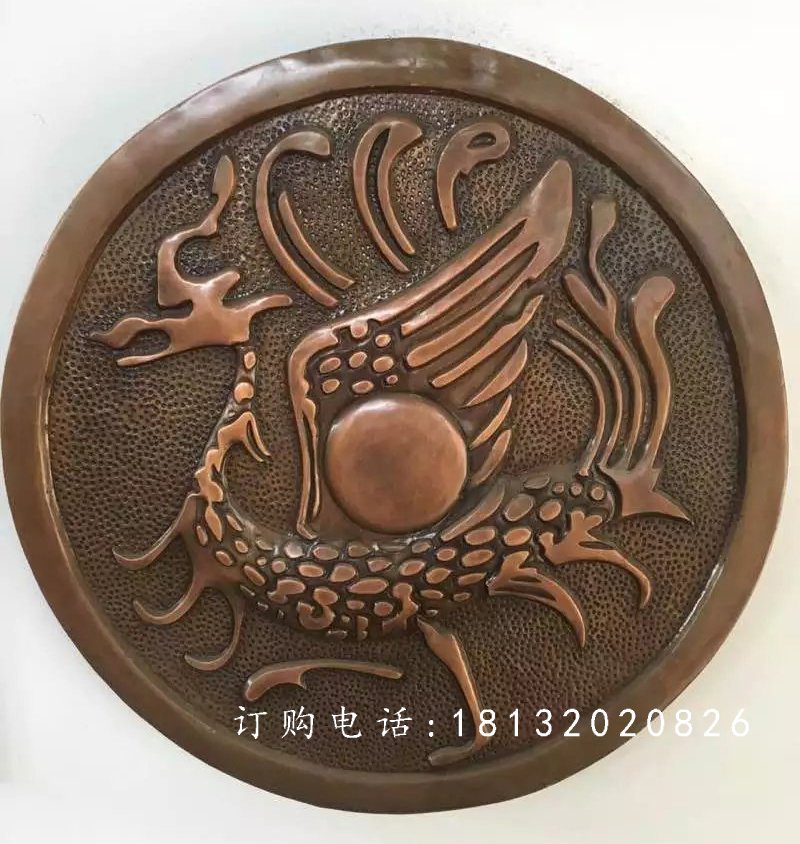 黄铜浮雕，古代神兽铜浮雕