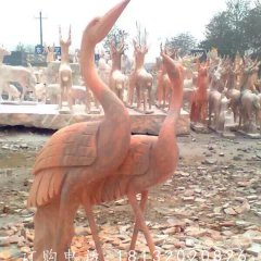丹顶鹤雕塑，晚霞红仙鹤动物石雕
