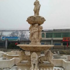 黄锈石喷泉雕塑，组合喷泉石雕