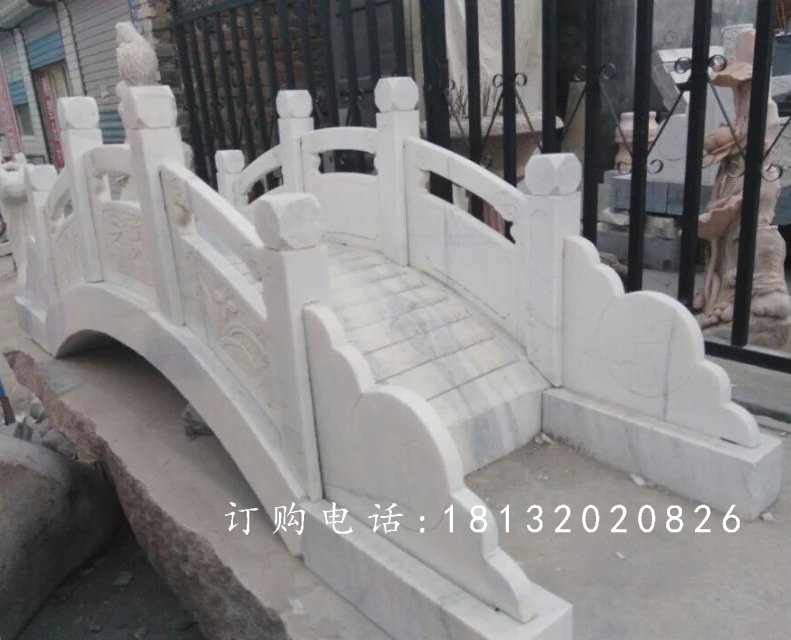 汉白玉小桥石雕，石拱桥雕塑 (1)