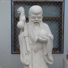 汉白玉老寿星雕塑，石雕寿星公