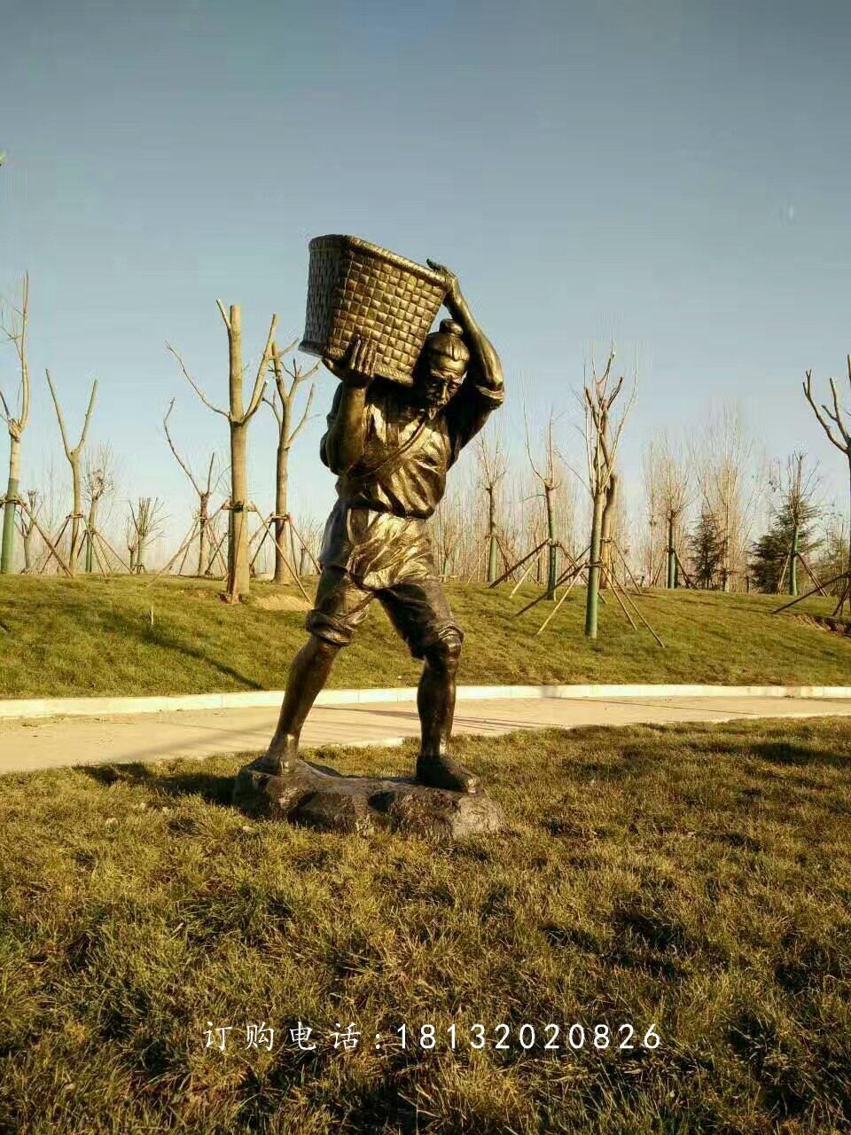 做农活人物铜雕，公园人物雕塑 (2)