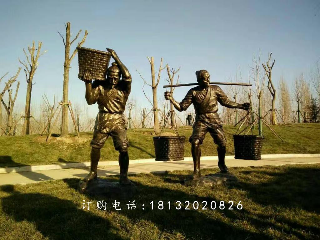 做农活人物铜雕，公园人物雕塑 (3)