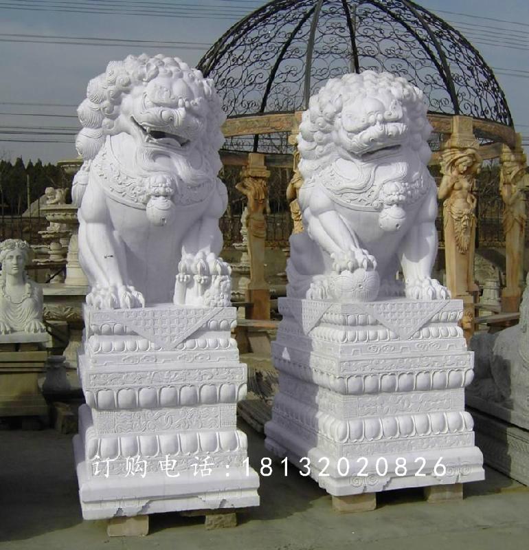 汉白玉狮子石雕，门口狮子雕塑