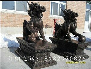 麒麟铜雕,黄铜麒麟雕塑