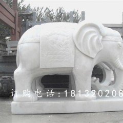 大象石雕，汉白玉大象石雕