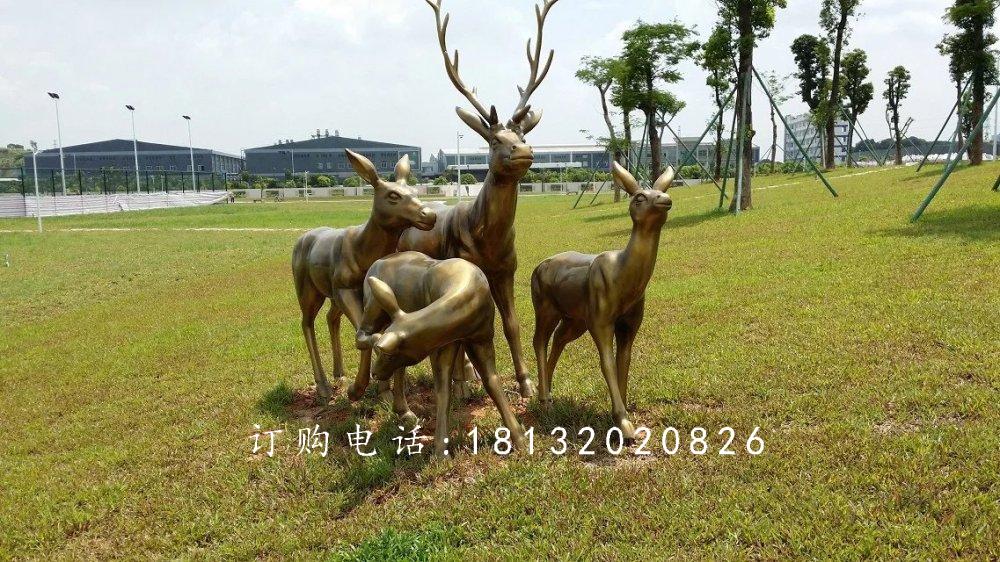 梅花鹿铜雕，园林景观铜雕，公园动物铜雕
