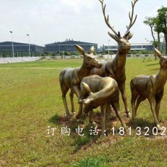 梅花鹿铜雕，园林景观铜雕，公园动物铜雕