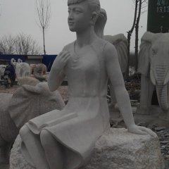 读书女生雕塑，校园人物石雕