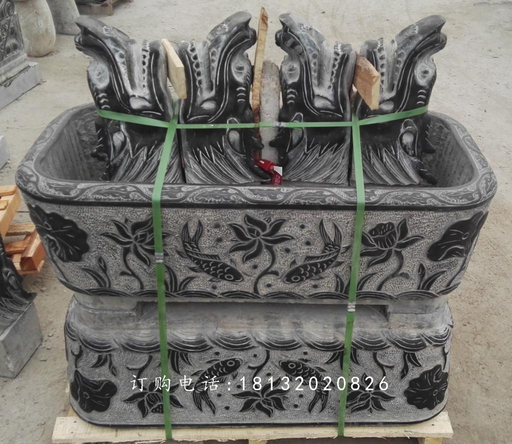 水盆石雕，仿古鱼缸雕塑 (1)