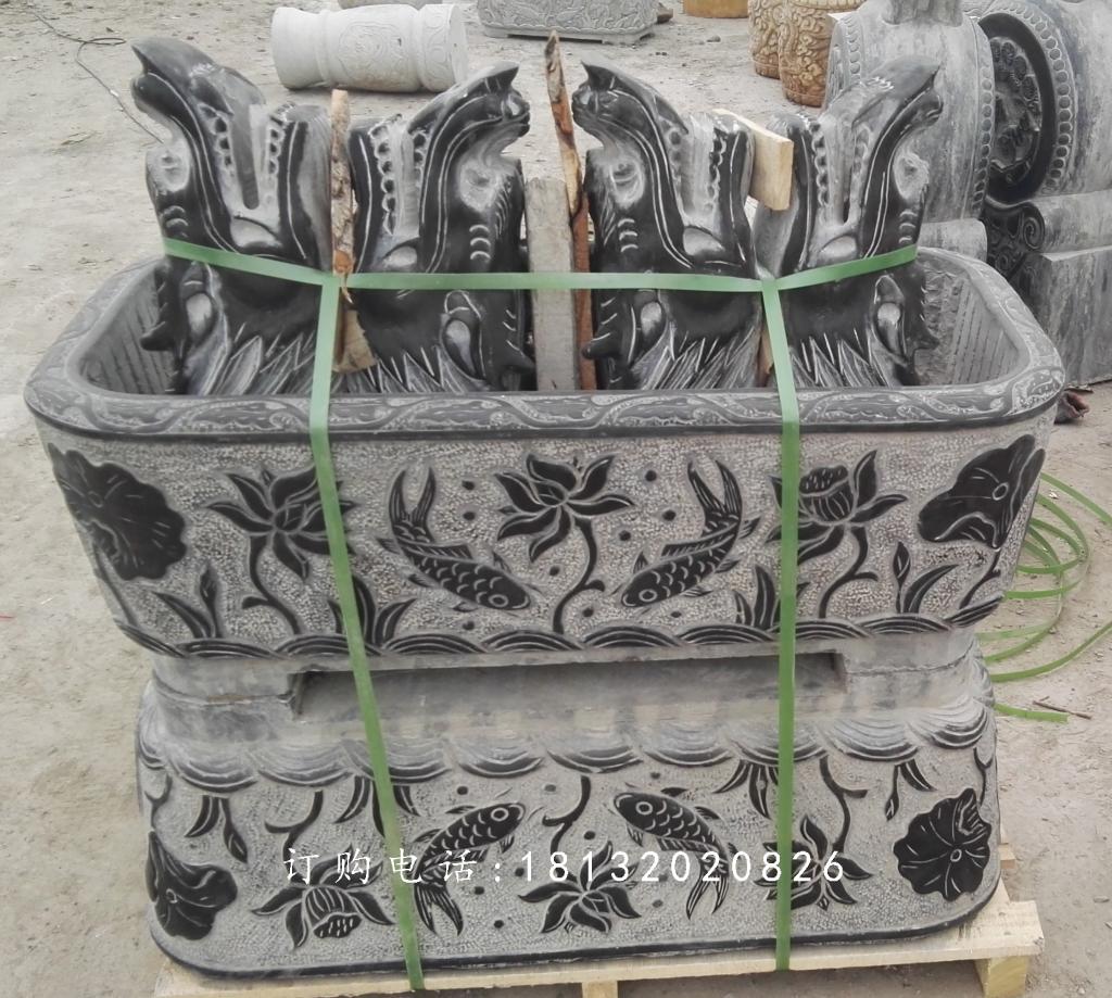 水盆石雕，仿古鱼缸雕塑 (2)