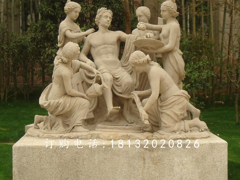 阿波罗与众芙妮石雕，公园西方人物石雕