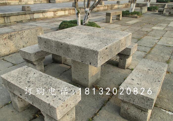 方桌石雕，长凳石雕，公园石桌凳