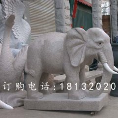 大理石小象，公园动物石雕