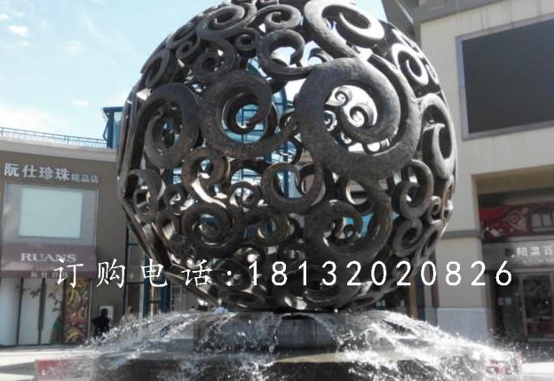花纹球铜雕，广场景观球