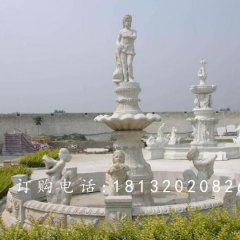 汉白玉喷泉石雕，广场人物石喷泉