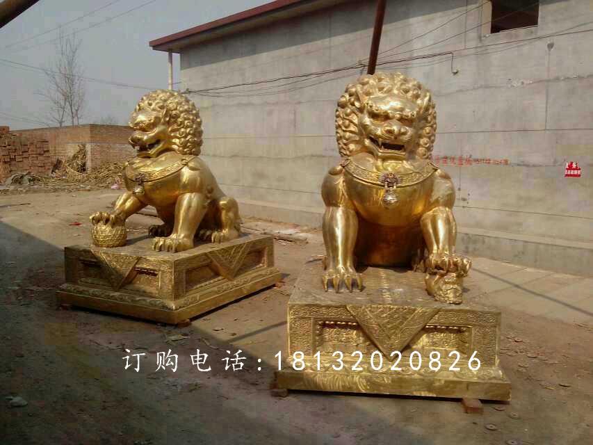 北京狮铜雕，广场铜狮子雕塑