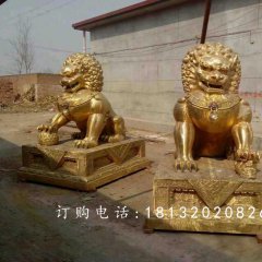 北京狮铜雕，广场铜狮子雕塑