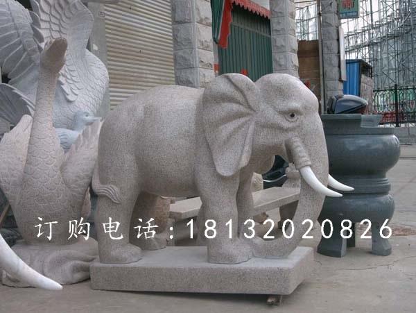 大理石小象，公园动物石雕