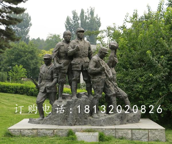 抗战士兵铜雕，公园纪念铜雕