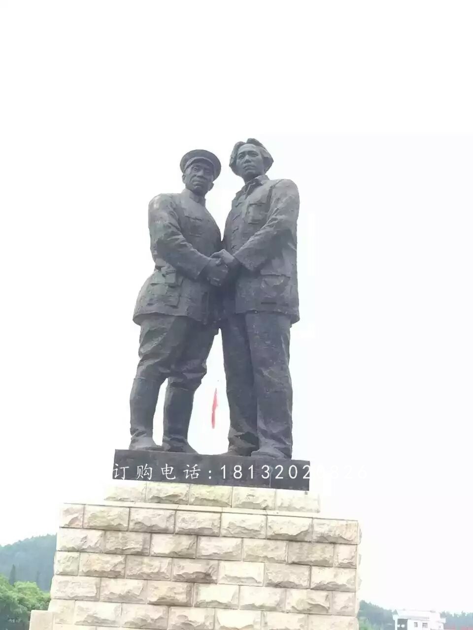 两位伟人雕塑，广场人物铜雕