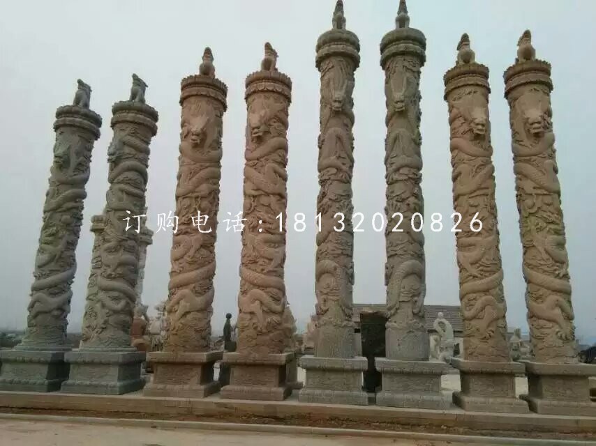 盘龙柱石雕，广场石龙柱雕塑