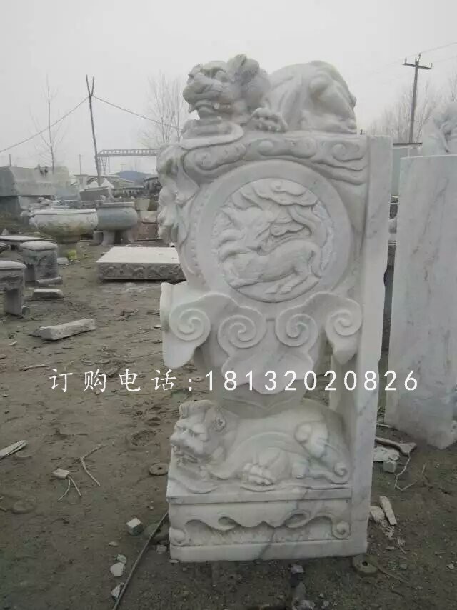 狮子门墩雕塑，仿古石雕门墩 (2)