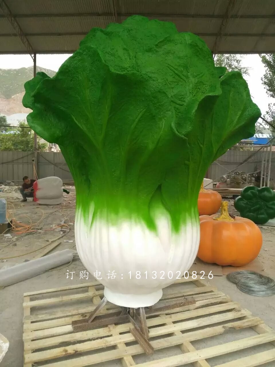 玻璃钢蔬菜雕塑，仿真大白菜