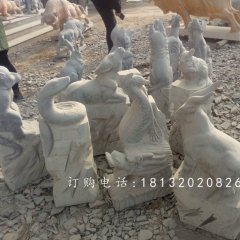 十二生肖动物石雕，仿古动物石雕