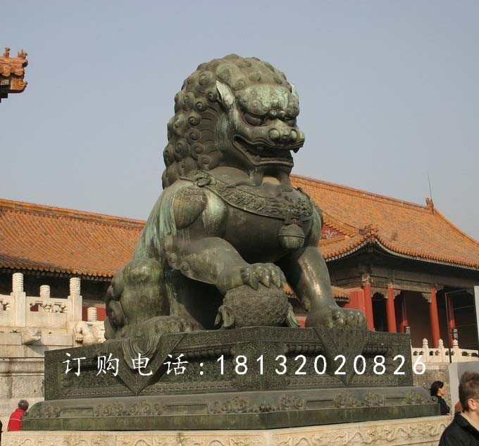 戏球狮铜雕，广场青铜狮 (3)