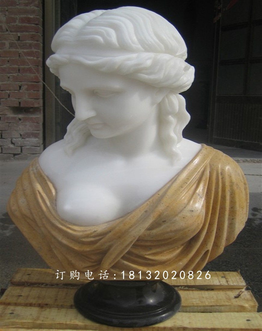 西方美女胸像雕塑，汉白玉人物石雕 (2)