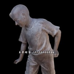 小男孩铜雕，公园人物铜雕