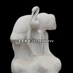丹顶鹤石雕，公园汉白玉丹顶鹤雕塑