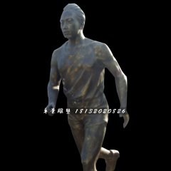 跑步铜雕，公园现代人物铜雕