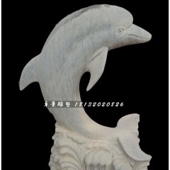 海豚石雕，公园青石动物雕塑