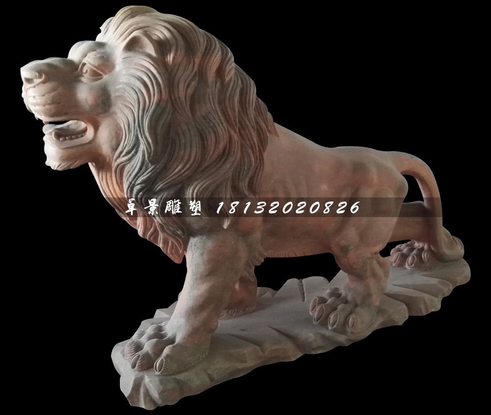 西洋狮石雕，晚霞红欧式狮子雕塑