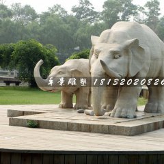 母子象石雕，广场大象石雕