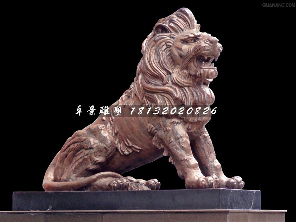 铜狮子雕塑，广场西洋狮铜雕