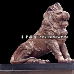 铜狮子雕塑，广场西洋狮铜雕