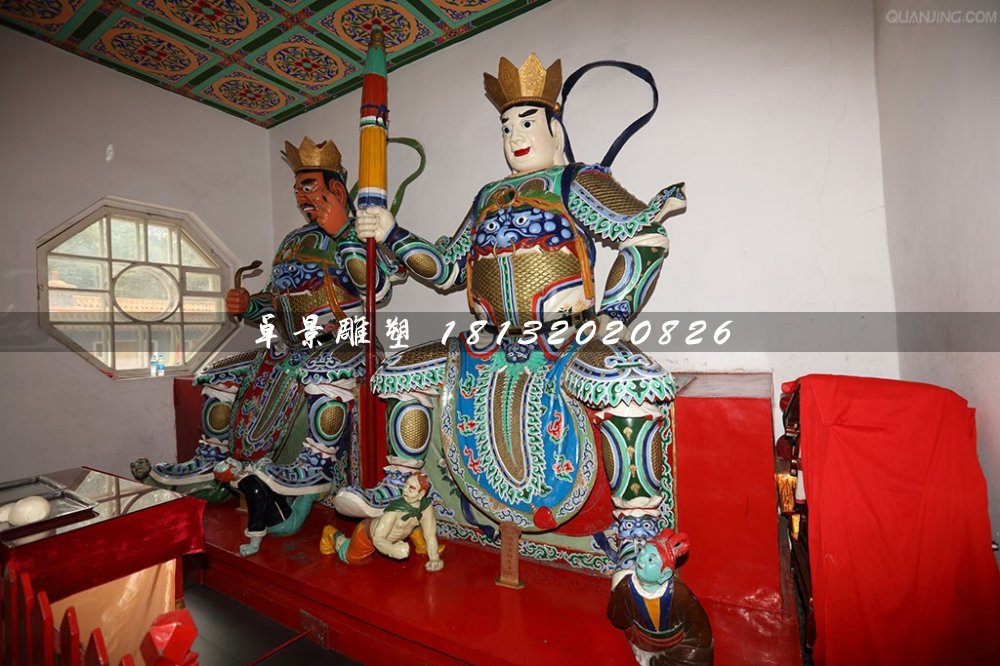玻璃钢四大金刚雕塑,彩绘神仙雕塑