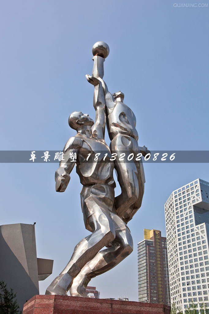 打篮球雕塑，不锈钢运动雕塑 (1)