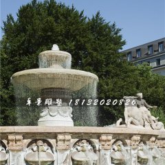 喷水盆石雕，双层喷泉石雕