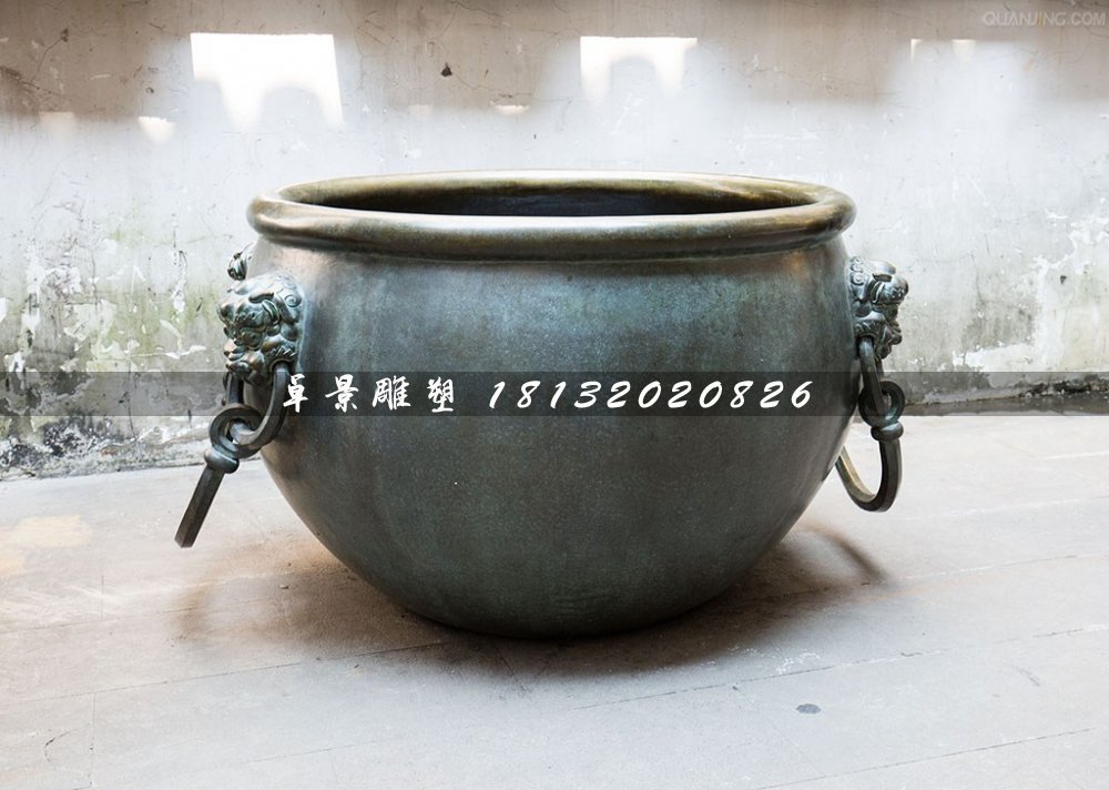 水缸铜雕，仿古铜水缸