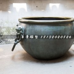 水缸铜雕，仿古铜水缸