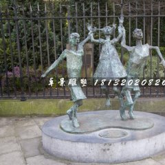 一家三口铜雕，公园天伦之乐铜雕