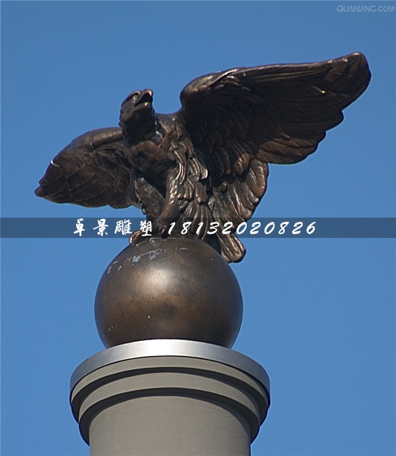 鹰踩球铜雕，广场动物铜雕